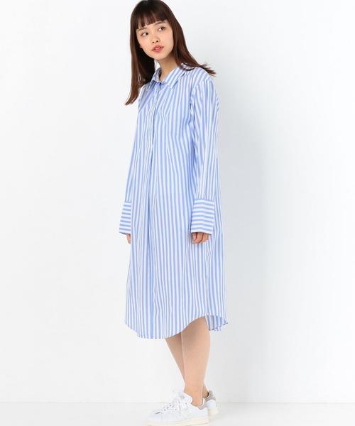 Another Edition(アナザーエディション)の「ストライプシャツワンピース ◆(シャツワンピース・レディース・ライトブルー/ネイビー・FREE)」の9枚目の写真
