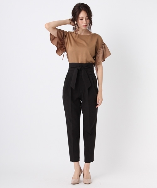 Andemiu（アンデミュウ）の「【共地のサッシュベルト付き!】リボンベルトツキパン768098（その他パンツ・レディース・キャメル/ブラック・MEDIUM/SMALL）」の11枚目の写真