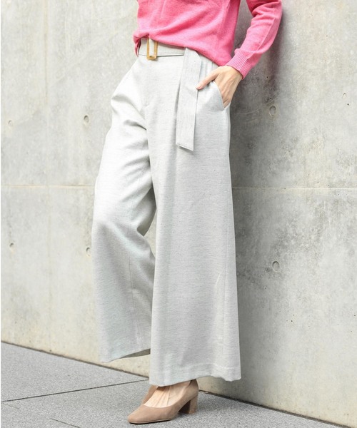 un dix cors(アンディコール)の「カラーネップワイドパンツ(その他パンツ・レディース・ライトグレー/ネイビー・フリ-)」の2枚目の写真