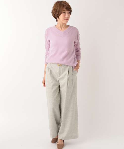 un dix cors(アンディコール)の「カラーネップワイドパンツ(その他パンツ・レディース・ライトグレー/ネイビー・フリ-)」の11枚目の写真