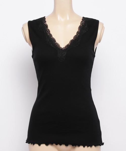 laboratory work(ラボラトリーワーク)の「コットンレースタンク(Tシャツ/カットソー・レディース・ブラック/ホワイト/グレー系その他・MEDIUM)」の12枚目の写真