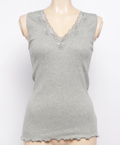 laboratory work(ラボラトリーワーク)の「コットンレースタンク(Tシャツ/カットソー・レディース・ブラック/ホワイト/グレー系その他・MEDIUM)」の9枚目の写真