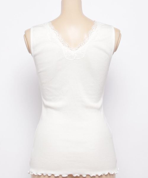 laboratory work(ラボラトリーワーク)の「コットンレースタンク(Tシャツ/カットソー・レディース・ブラック/ホワイト/グレー系その他・MEDIUM)」の5枚目の写真