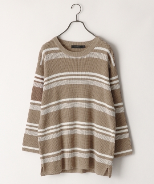 RAGEBLUE（レイジブルー）の「ワッフルパネルギマニットクルー7分袖/792920（ニット/セーター・メンズ・ベージュ/ブルー/ネイビー/ライトブルー/パープル・LARGE/MEDIUM/SMALL）」の2枚目の写真