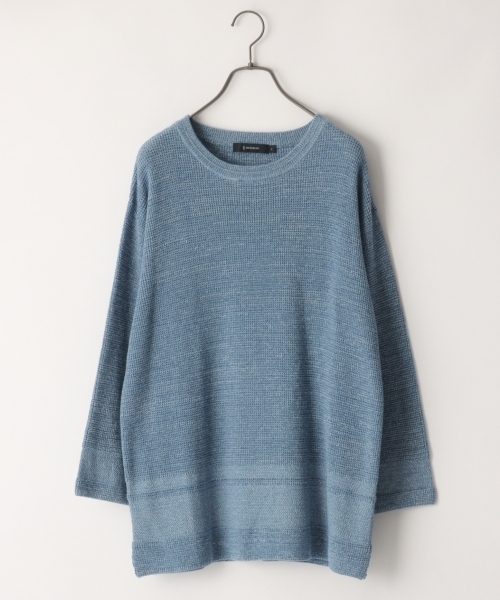 RAGEBLUE（レイジブルー）の「ワッフルパネルギマニットクルー7分袖/792920（ニット/セーター・メンズ・ベージュ/ブルー/ネイビー/ライトブルー/パープル・LARGE/MEDIUM/SMALL）」の3枚目の写真