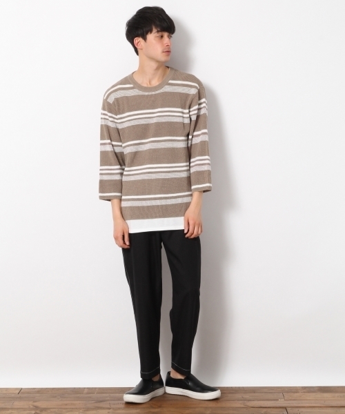 RAGEBLUE（レイジブルー）の「ワッフルパネルギマニットクルー7分袖/792920（ニット/セーター・メンズ・ベージュ/ブルー/ネイビー/ライトブルー/パープル・LARGE/MEDIUM/SMALL）」の6枚目の写真