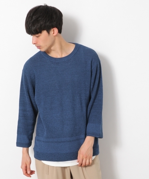 RAGEBLUE（レイジブルー）の「ワッフルパネルギマニットクルー7分袖/792920（ニット/セーター・メンズ・ベージュ/ブルー/ネイビー/ライトブルー/パープル・LARGE/MEDIUM/SMALL）」の20枚目の写真