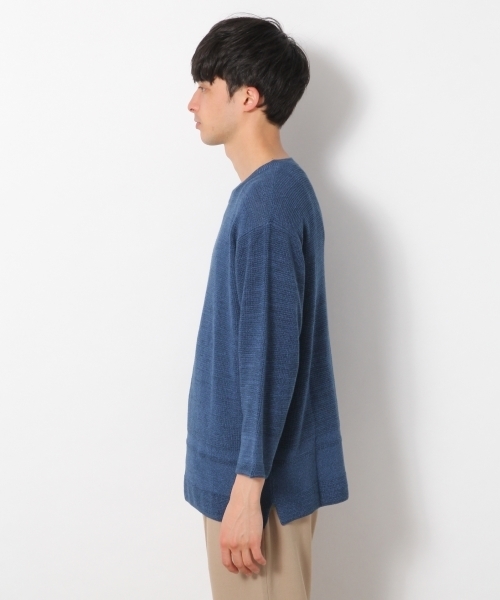 RAGEBLUE（レイジブルー）の「ワッフルパネルギマニットクルー7分袖/792920（ニット/セーター・メンズ・ベージュ/ブルー/ネイビー/ライトブルー/パープル・LARGE/MEDIUM/SMALL）」の8枚目の写真