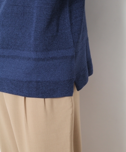 RAGEBLUE（レイジブルー）の「ワッフルパネルギマニットクルー7分袖/792920（ニット/セーター・メンズ・ベージュ/ブルー/ネイビー/ライトブルー/パープル・LARGE/MEDIUM/SMALL）」の7枚目の写真