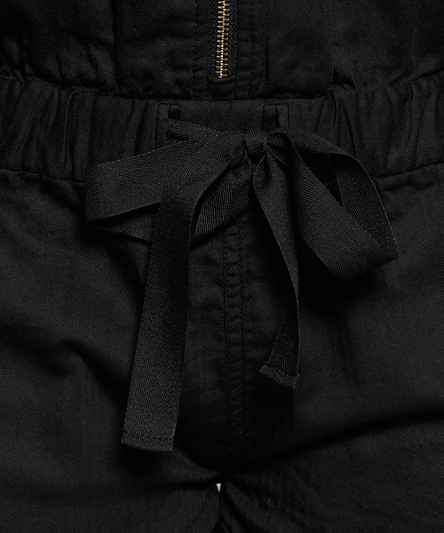 X-girl（エックスガール）の「HERRINGBONE SHORT ALL IN ONE（つなぎ/オールインワン・レディース・ブラック/オリーブ・1/2）」の6枚目の写真
