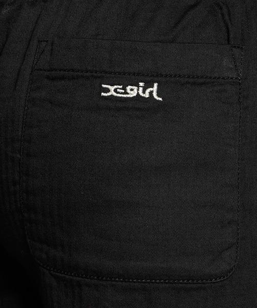 X-girl（エックスガール）の「HERRINGBONE SHORT ALL IN ONE（つなぎ/オールインワン・レディース・ブラック/オリーブ・1/2）」の7枚目の写真