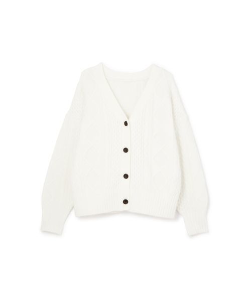 NATURAL BEAUTY BASIC(ナチュラルビューティーベーシック)の「ケーブルニット2WAYカーディガン(カーディガン/ボレロ・レディース・ネイビー/オフホワイト/ピンク・MEDIUM)」の7枚目の写真