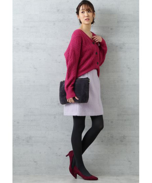 NATURAL BEAUTY BASIC(ナチュラルビューティーベーシック)の「ケーブルニット2WAYカーディガン(カーディガン/ボレロ・レディース・ネイビー/オフホワイト/ピンク・MEDIUM)」の9枚目の写真