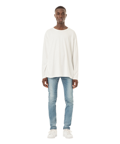 DAILY STANDARD by SANDINISTA(デイリースタンダードバイサンディニスタ)の「Cadet Easy Fit L-S Tee / イージフィット長袖Tシャツ(Tシャツ/カットソー・メンズ・ホワイト/チャコールグレー/ブラック/ヘザーグレー/ネイビー・SMALL/MEDIUM/LARGE)」の6枚目の写真