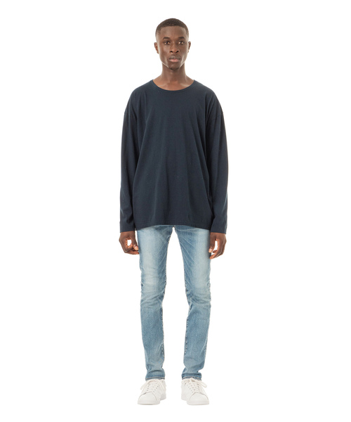 DAILY STANDARD by SANDINISTA(デイリースタンダードバイサンディニスタ)の「Cadet Easy Fit L-S Tee / イージフィット長袖Tシャツ(Tシャツ/カットソー・メンズ・ホワイト/チャコールグレー/ブラック/ヘザーグレー/ネイビー・SMALL/MEDIUM/LARGE)」の8枚目の写真