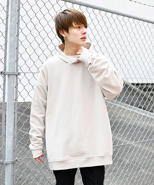 kutir（クティール）の「【ウルトラルーズシルエット】 裏毛パーカー（パーカー・メンズ・ホワイト/ベージュ/カーキ/ライトグリーン/スミクロ・MEDIUM/LARGE）」の4枚目の写真