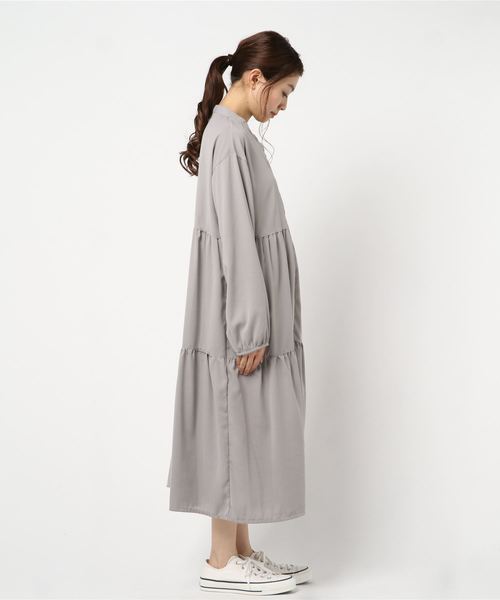 rps（アールピーエス）の「ティアードロングシャツワンピース（シャツワンピース・レディース・グレー/ラベンダー/ネイビー・M）」の4枚目の写真