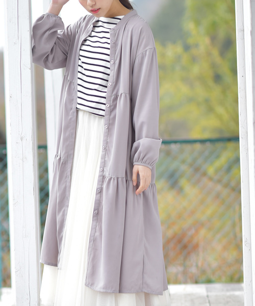 rps（アールピーエス）の「ティアードロングシャツワンピース（シャツワンピース・レディース・グレー/ラベンダー/ネイビー・M）」の2枚目の写真
