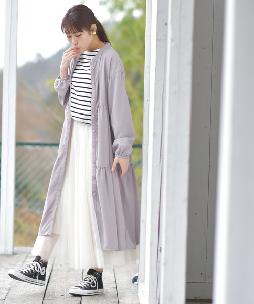 rps（アールピーエス）の「ティアードロングシャツワンピース（シャツワンピース・レディース・グレー/ラベンダー/ネイビー・M）」の16枚目の写真