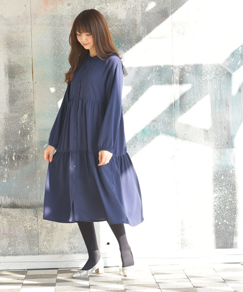 rps（アールピーエス）の「ティアードロングシャツワンピース（シャツワンピース・レディース・グレー/ラベンダー/ネイビー・M）」の13枚目の写真