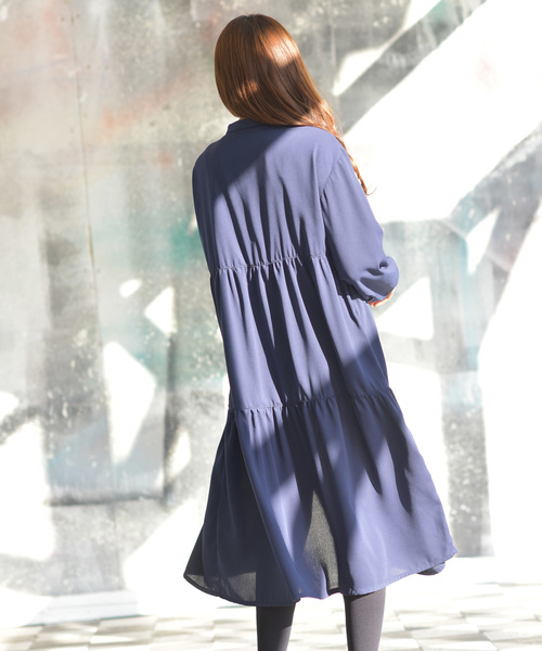 rps（アールピーエス）の「ティアードロングシャツワンピース（シャツワンピース・レディース・グレー/ラベンダー/ネイビー・M）」の12枚目の写真