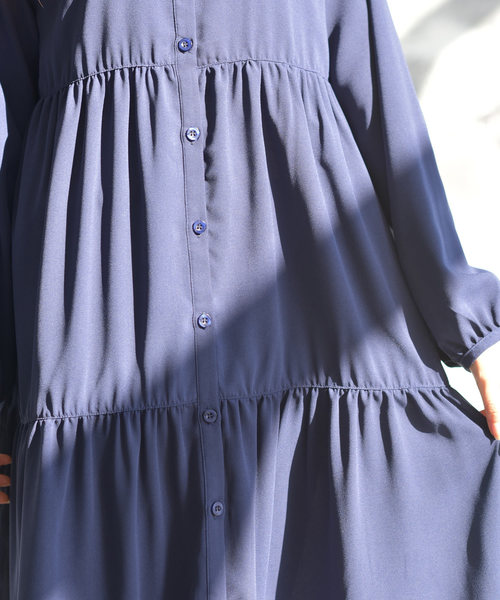 rps（アールピーエス）の「ティアードロングシャツワンピース（シャツワンピース・レディース・グレー/ラベンダー/ネイビー・M）」の10枚目の写真