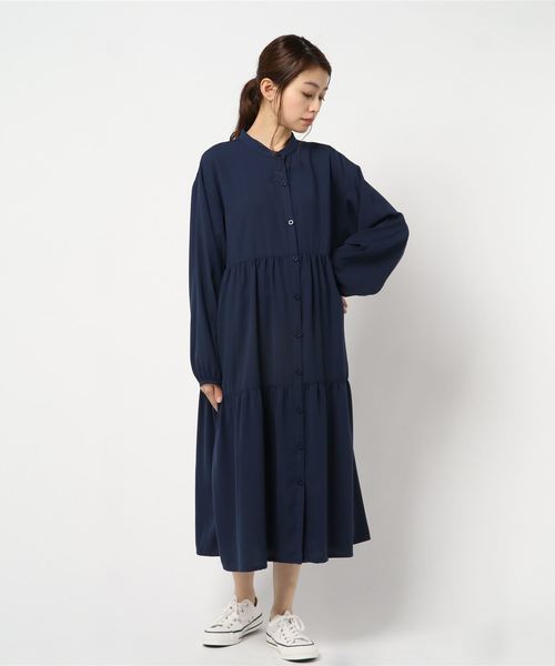 rps（アールピーエス）の「ティアードロングシャツワンピース（シャツワンピース・レディース・グレー/ラベンダー/ネイビー・M）」の7枚目の写真