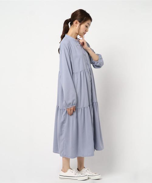 rps（アールピーエス）の「ティアードロングシャツワンピース（シャツワンピース・レディース・グレー/ラベンダー/ネイビー・M）」の6枚目の写真