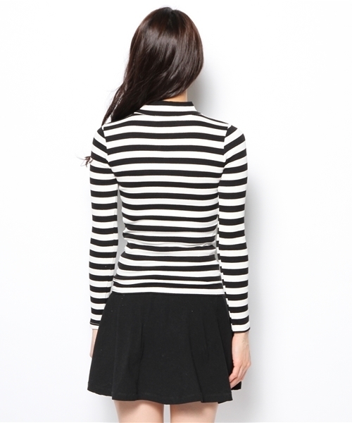 WEGO（ウィゴー）の「WEGO/ボーダーリブハイネックニット（ニット/セーター・レディース・ブラック系その他・FREE）」の5枚目の写真