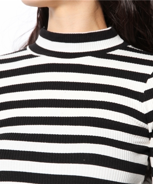 WEGO（ウィゴー）の「WEGO/ボーダーリブハイネックニット（ニット/セーター・レディース・ブラック系その他・FREE）」の6枚目の写真