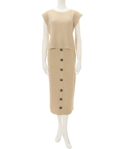 fifth（フィフス）の「フロントボタンサマーニットアップ（セットアップ・レディース・ブラック/ブラウン/ベージュ/モカ・MEDIUM）」の6枚目の写真