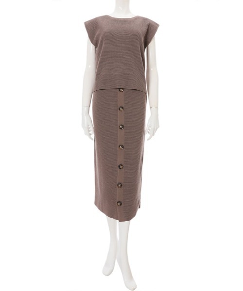 fifth（フィフス）の「フロントボタンサマーニットアップ（セットアップ・レディース・ブラック/ブラウン/ベージュ/モカ・MEDIUM）」の18枚目の写真