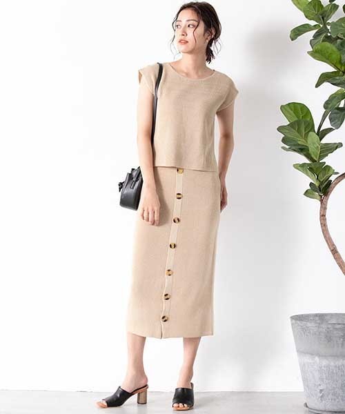 fifth（フィフス）の「フロントボタンサマーニットアップ（セットアップ・レディース・ブラック/ブラウン/ベージュ/モカ・MEDIUM）」の17枚目の写真