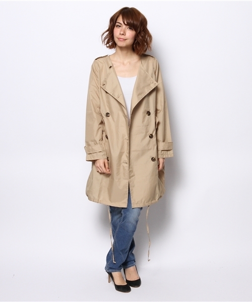 CULLNI ノーカラートレンチジャケット　グリーン　21AW green label relaxing（グリーンレーベルリラクシング）の「WPC