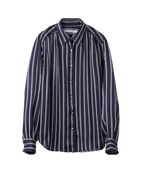 JOHN LAWRENCE SULLIVAN（ジョンローレンスサリバン）の「STRIPE GATHERED BLOUSE（シャツ/ブラウス・レディース・ネイビー/オレンジ・MEDIUM/SMALL）」の2枚目の写真