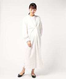 Eツイルフロントツイストシャツワンピース