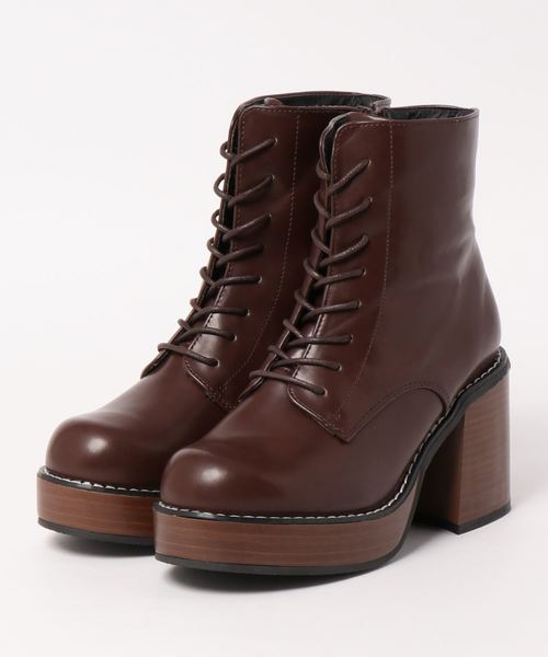 KOBE LETTUCE（コウベレタス）の「厚底ボリュームソールレースアップブーツ（ブーツ・レディース・ブラック/ブラウン/ブラック系その他・LL/S/M/L）」の6枚目の写真