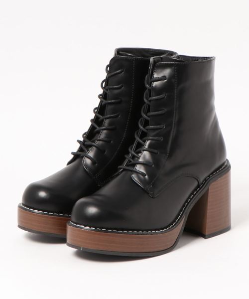 KOBE LETTUCE（コウベレタス）の「厚底ボリュームソールレースアップブーツ（ブーツ・レディース・ブラック/ブラウン/ブラック系その他・LL/S/M/L）」の8枚目の写真