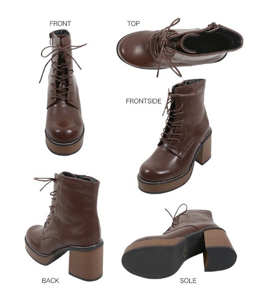 KOBE LETTUCE（コウベレタス）の「厚底ボリュームソールレースアップブーツ（ブーツ・レディース・ブラック/ブラウン/ブラック系その他・LL/S/M/L）」の11枚目の写真