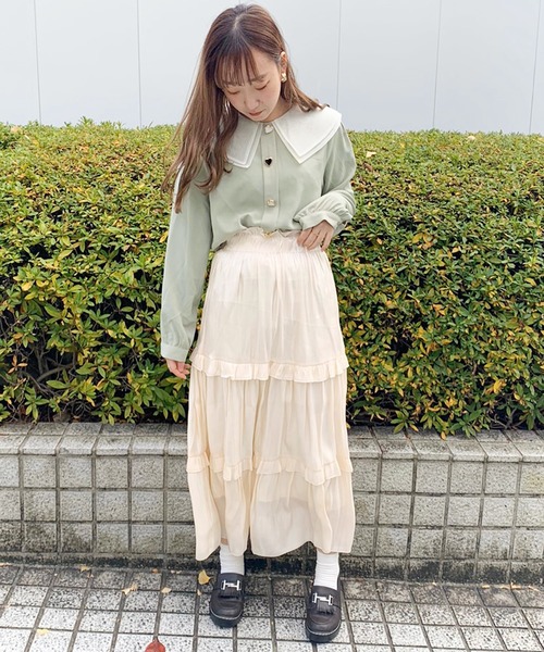 apres jour(アプレジュール)の「オーガンジー襟ハートブラウス【ZOZOTOWN限定アイテム】(シャツ/ブラウス・レディース・アイボリー/ライトグリーン/ピンクベージュ・フリー)」の12枚目の写真