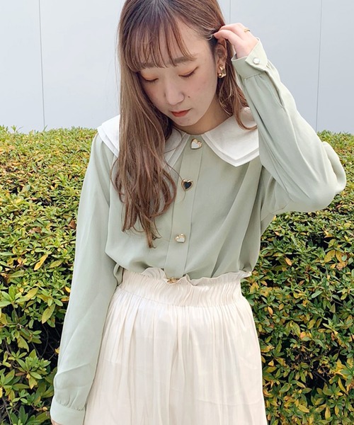 apres jour(アプレジュール)の「オーガンジー襟ハートブラウス【ZOZOTOWN限定アイテム】(シャツ/ブラウス・レディース・アイボリー/ライトグリーン/ピンクベージュ・フリー)」の10枚目の写真