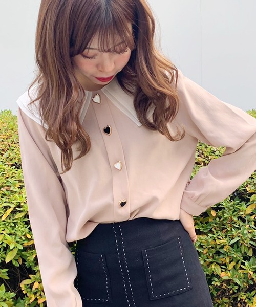 apres jour(アプレジュール)の「オーガンジー襟ハートブラウス【ZOZOTOWN限定アイテム】(シャツ/ブラウス・レディース・アイボリー/ライトグリーン/ピンクベージュ・フリー)」の4枚目の写真