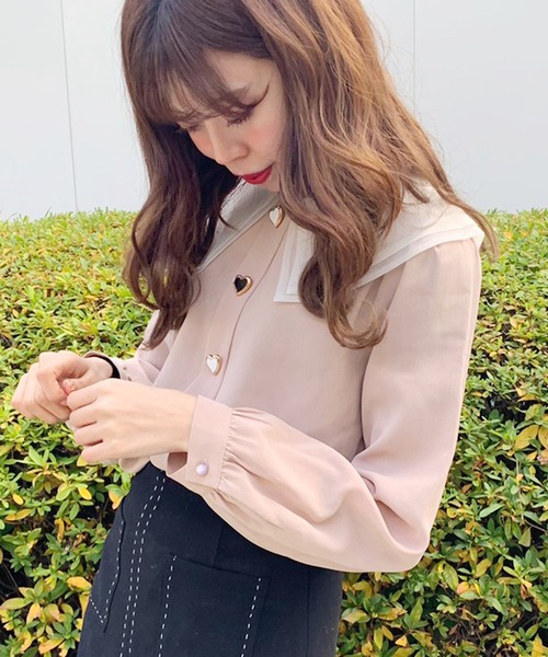 apres jour(アプレジュール)の「オーガンジー襟ハートブラウス【ZOZOTOWN限定アイテム】(シャツ/ブラウス・レディース・アイボリー/ライトグリーン/ピンクベージュ・フリー)」の6枚目の写真