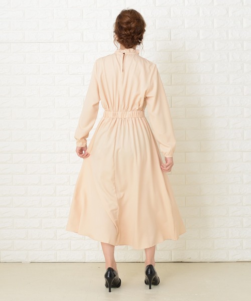 Lace Ladies（レースレディース）の「スタンドフリル襟 長袖 ワンピースドレス（ワンピース・レディース・ネイビー/グリーン/ベージュ/ブラック・FREE）」の8枚目の写真