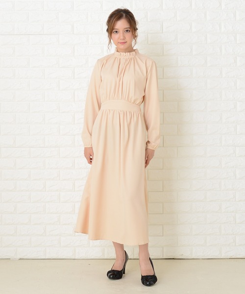 Lace Ladies（レースレディース）の「スタンドフリル襟 長袖 ワンピースドレス（ワンピース・レディース・ネイビー/グリーン/ベージュ/ブラック・FREE）」の10枚目の写真