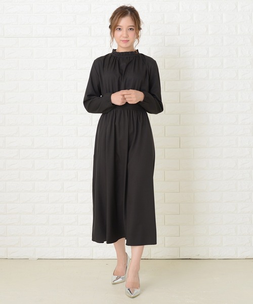 Lace Ladies（レースレディース）の「スタンドフリル襟 長袖 ワンピースドレス（ワンピース・レディース・ネイビー/グリーン/ベージュ/ブラック・FREE）」の14枚目の写真