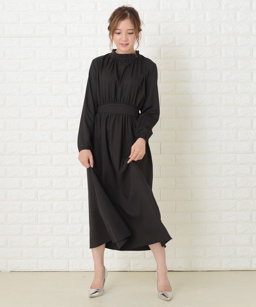 Lace Ladies（レースレディース）の「スタンドフリル襟 長袖 ワンピースドレス（ワンピース・レディース・ネイビー/グリーン/ベージュ/ブラック・FREE）」の18枚目の写真