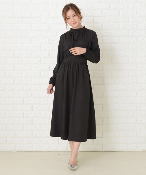 Lace Ladies（レースレディース）の「スタンドフリル襟 長袖 ワンピースドレス（ワンピース・レディース・ネイビー/グリーン/ベージュ/ブラック・FREE）」の20枚目の写真
