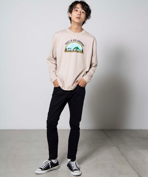 WEGO（ウィゴー）の「WEGO/マウンテンモチーフロンT（Tシャツ/カットソー・メンズ・ホワイト/ベージュ・LARGE/MEDIUM/SMALL）」の13枚目の写真