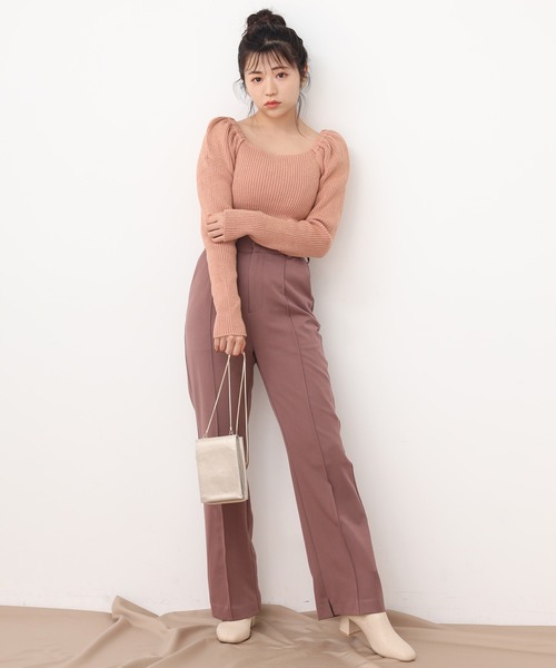 one after another NICE CLAUP(ワンアフターアナザーナイスクラップ)の「センタータックスラックス(スラックス・レディース・ブラウン/オレンジ/ミント/モカ/ピンクベージュ・SMALL/MEDIUM)」の18枚目の写真